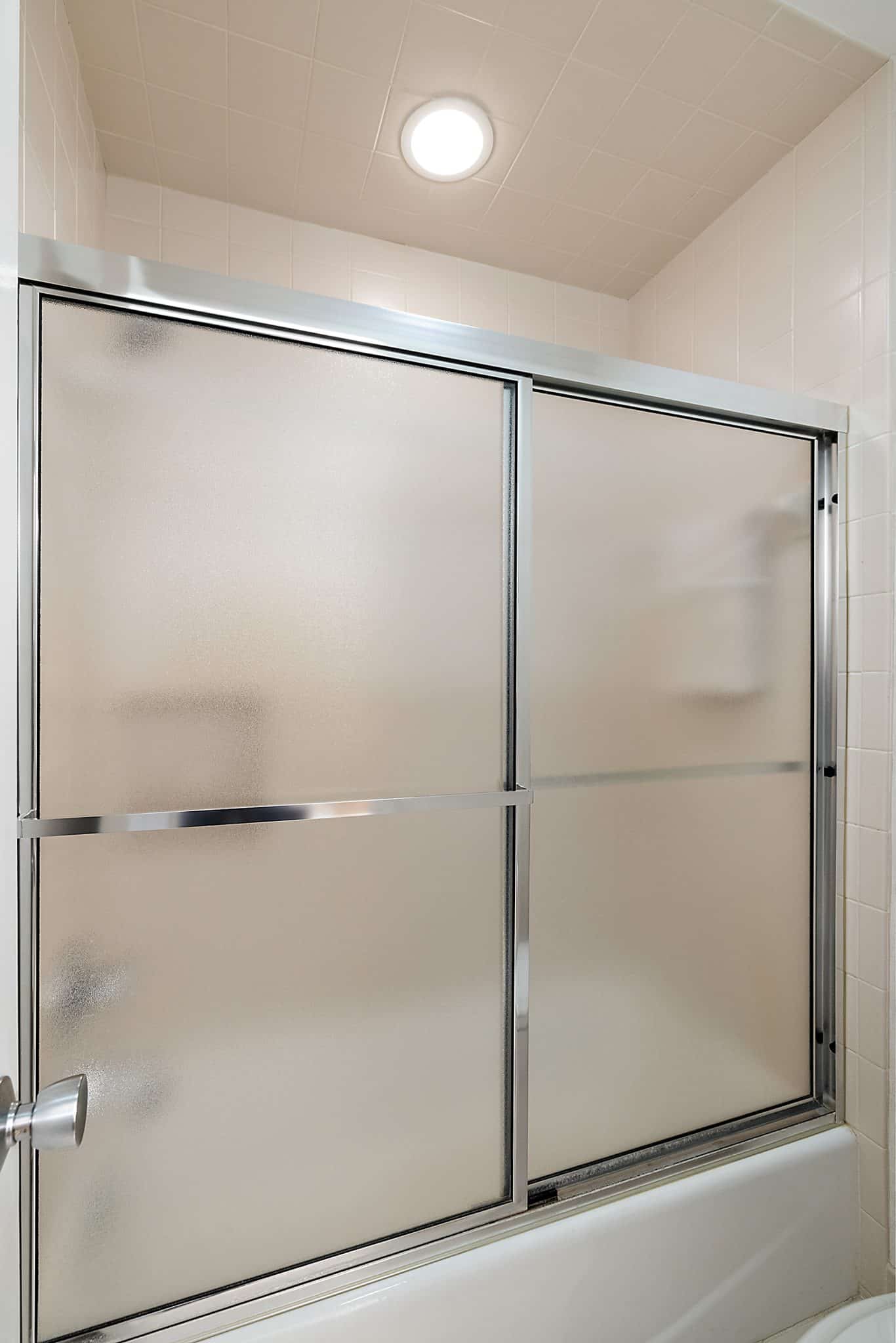 a glass shower door